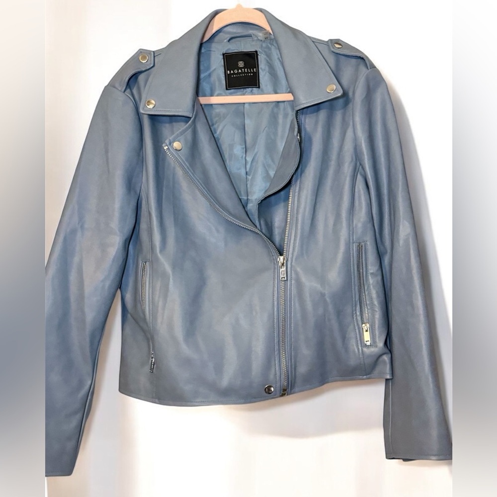 Women's Dusty Blue Motorcycle Jacket in XL (Never Worn)